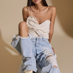 B9157  Ribbon Crop Blouse