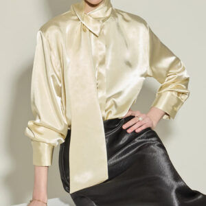 B3162 Satin High Neck Blouse