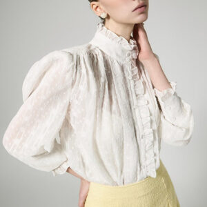 B3161 Frill High Neck Blouse