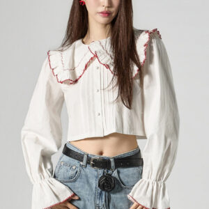 B3170 Collared Crop Blouse
