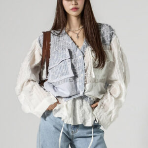 B3172 Frilled Contrast Blouse