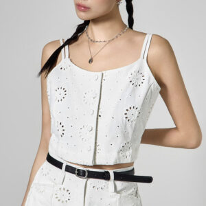 E4123 Eyelet Sleeveless Top