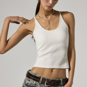 E4139 U-Neck Cap Sleeveless Tops
