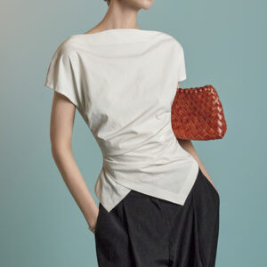 B3126 Asymmetric Shirring Blouse