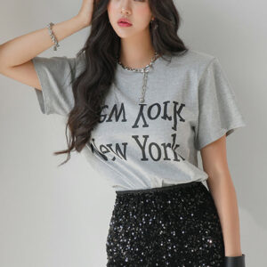 E2814 Printed Shoulder Pad T-Shirt