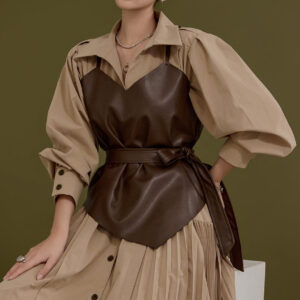 E3123 Leather Asymmetrical Bustier with Belt