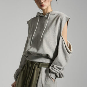 E3722 Cut Out Hooded T-Shirt