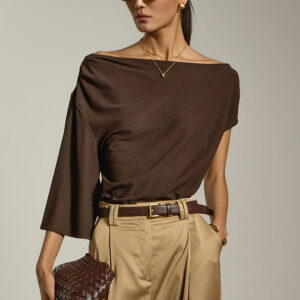 E3819 Asymmetric Off-Shoulder Top