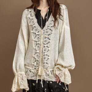 J2875 Eyelet Knit Cardigan