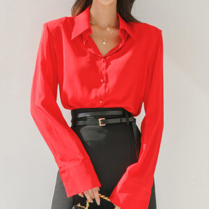 B2770 Shining Collar Shoulder Pad Blouse