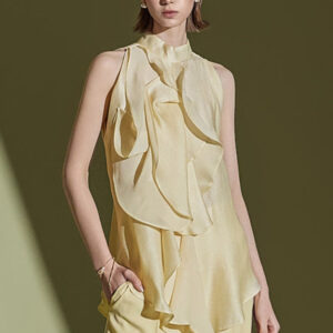 B9178 Sleeveless Frill Blouse