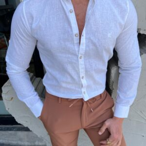 Button Collar Slim Fit Shirt - White