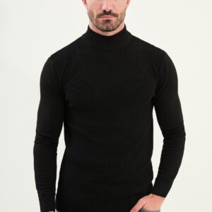 Classic Patterned Turtleneck - Black