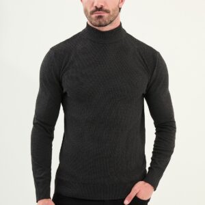 Classic Patterned Turtleneck - Dark Grey