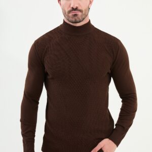 Classic Patterned Turtleneck - Brown