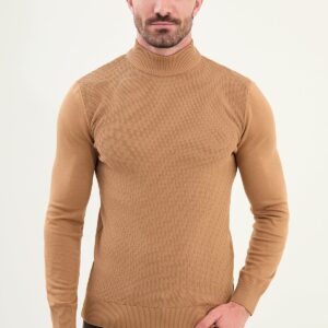 Classic Patterned Turtleneck - Camel