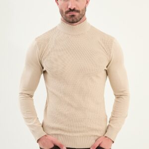 Classic Patterned Turtleneck - Beige