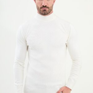 Classic Patterned Turtleneck - White