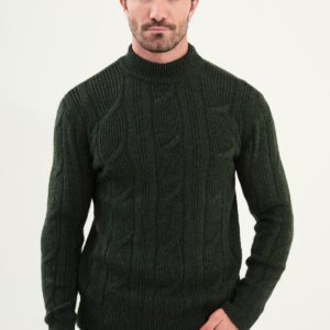 Cable Knit Turtleneck Sweater - Khaki