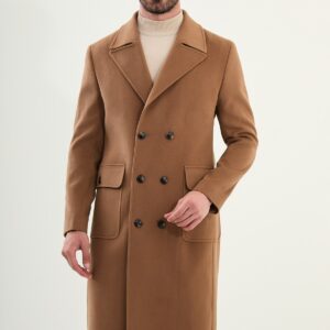 Classic Double-Breasted Overcoat - Camel